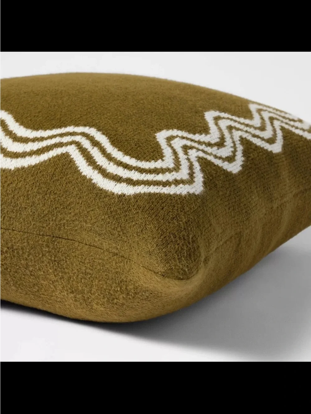 Jacquard Knit Pillow with Scallop Pattern Dark Olive Green - Threshold